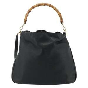Gucci Bamboo Leather Shoulder Bag Black